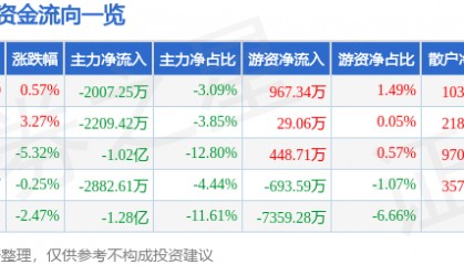 股票行情快报：信雅达（600571）5月13日主力资金净卖出2007.25万元