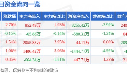 股票行情快报：视觉中国（000681）6月9日主力资金净买入852.49万元