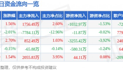 股票行情快报：视觉中国（000681）6月11日主力资金净买入1756.49万元