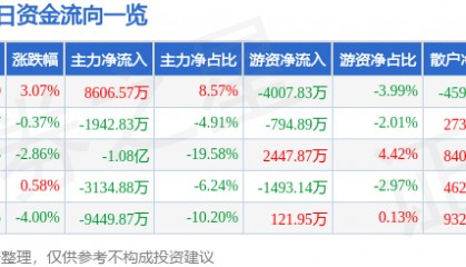 股票行情快报：麦格米特（002851）5月29日主力资金净买入8606.57万元